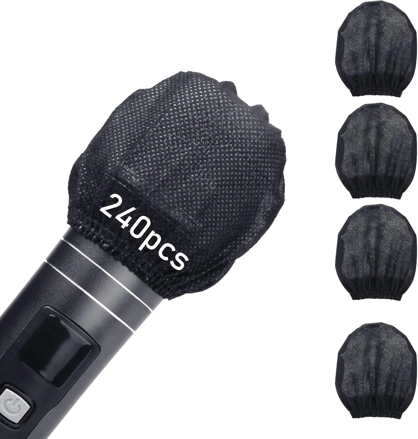 

240pcs (120 pairs) Individually Wrapped Disposable Mic Covers, Non-Woven Windscreen Pop Filter Black