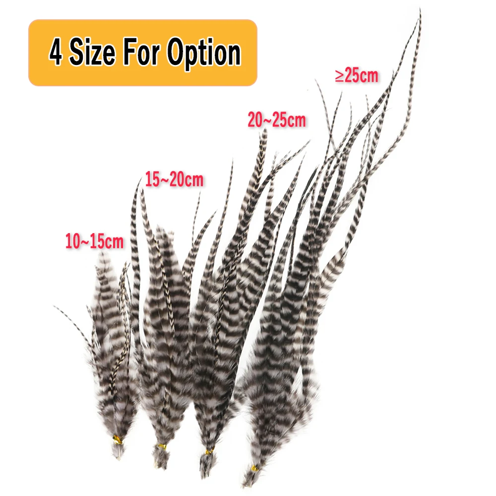 Wifreo 10pcs Natural Black&White Fly Tying Saddle Hackle Feathers Grizzly Rooster Hair Feather for Tying Woolly Buggers Streamer