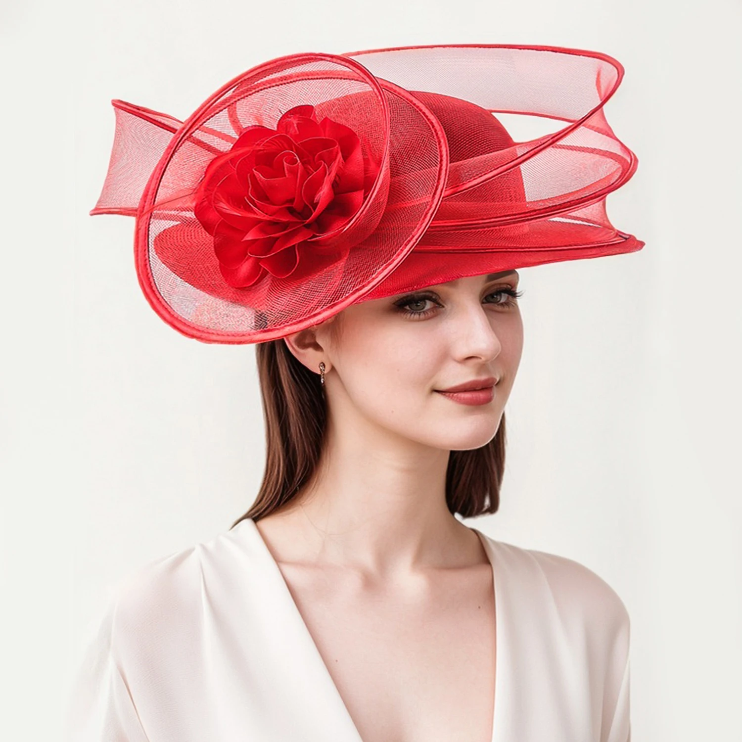 Christmas Unique Big Kentucky Derby Women Church Hat Charming Flower Tea Party Wedding Fascinators Sinamay Hat Female Ladies