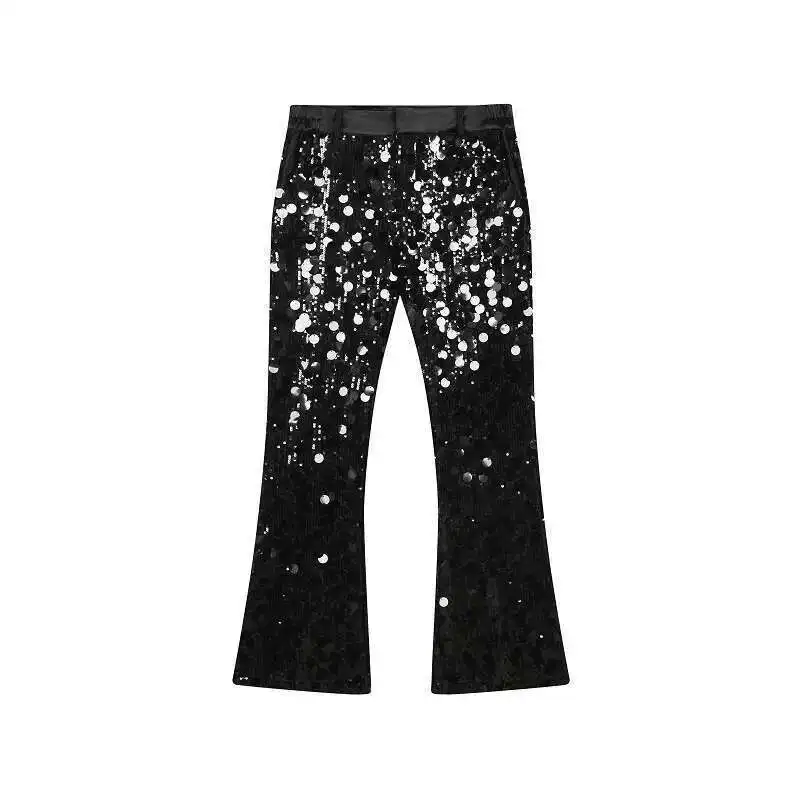 LUZHEN ส่วนบุคคล Sequined Flared กางเกง Casual Original Cool เครื่องแต่งกาย High Street Design กางเกงแฟชั่นผู้ชาย LZ5481