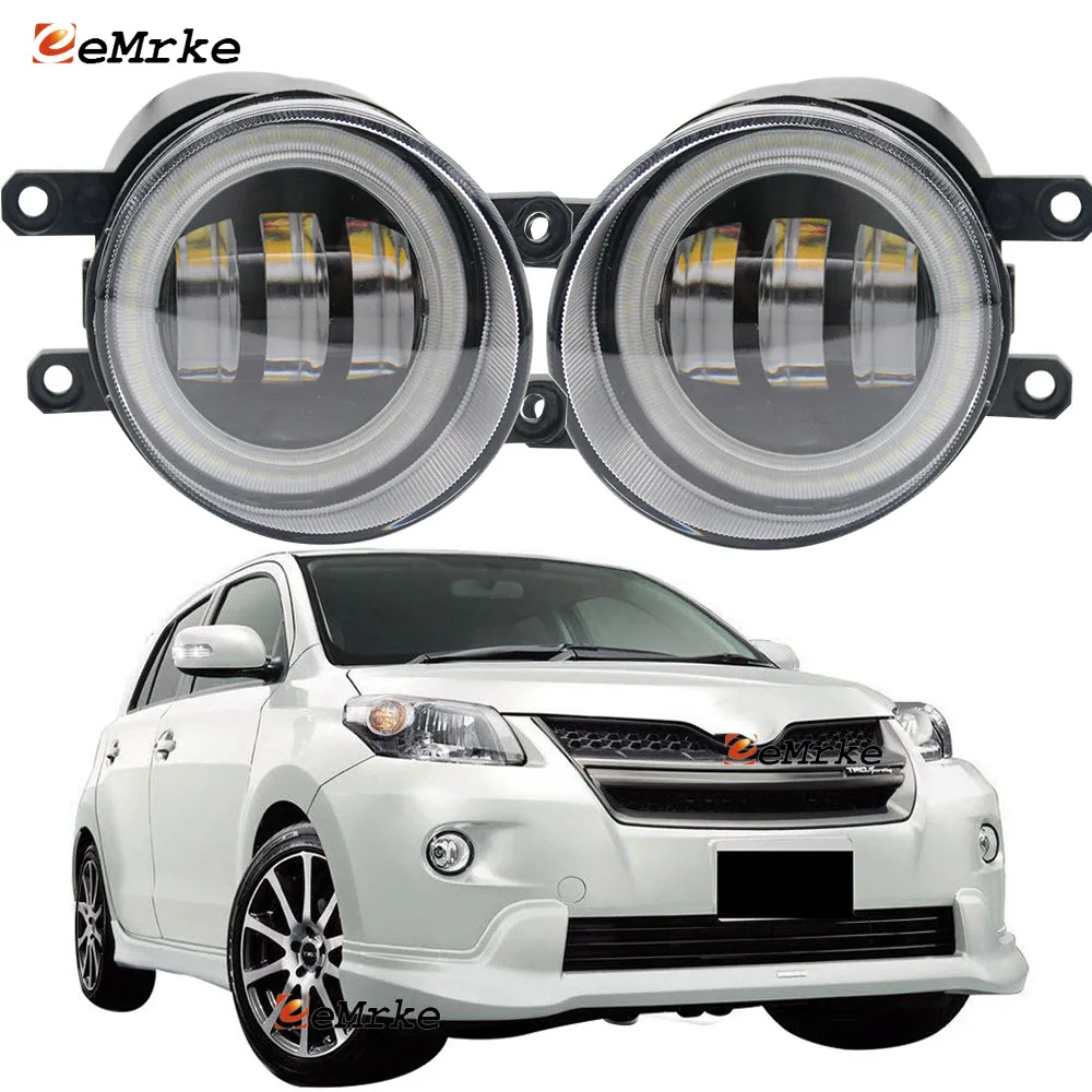 Led Fog Lamp Assembly Lens Angel Eye DRL Daytime Running Lights Car Ptf for Toyota ist Urban Cruiser XP110 Scion xD 2007-2016