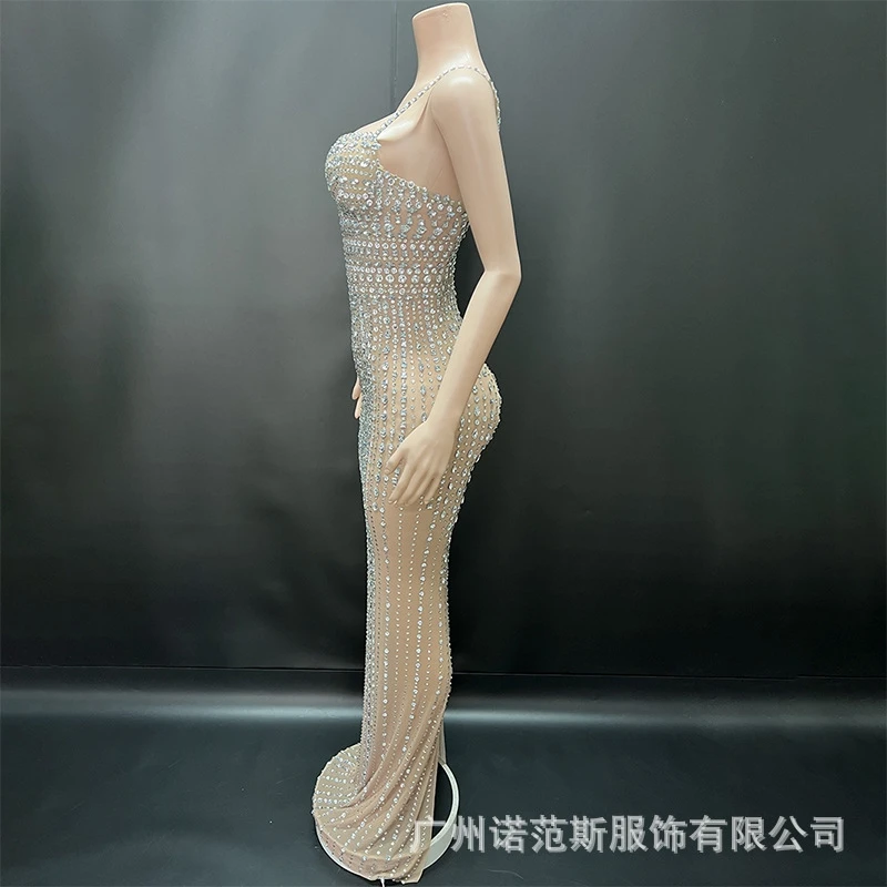 Spaghettibandjes Strass Zeemeermin Gala-avondjurk Sexy lange jurk voor dames Elegant voor bruiloft, verjaardag en afstudeerfeest