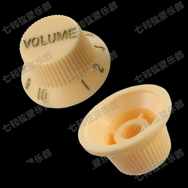 A set 3 Cream Guitar Speed Control Knobs buttons pot cap for Electric Guitar (1 Volume & 2 Tone)  Cream & Golden)