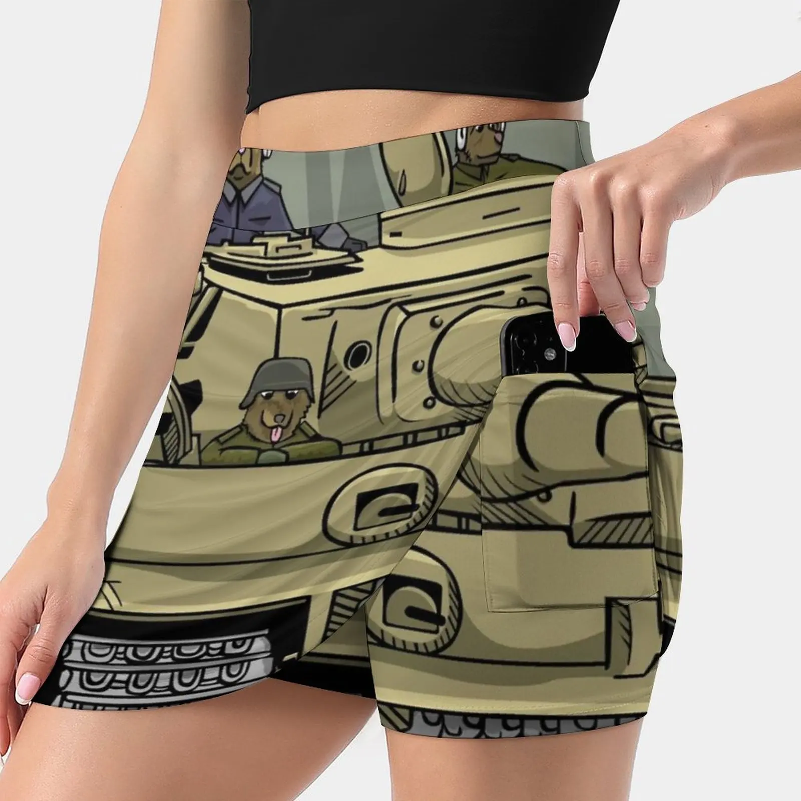 The Dogs Of War : Tiger Tank Women's skirt With Hide Pocket Tennis Skirt Golf Skirts Badminton Skirts Running skirts Dog War