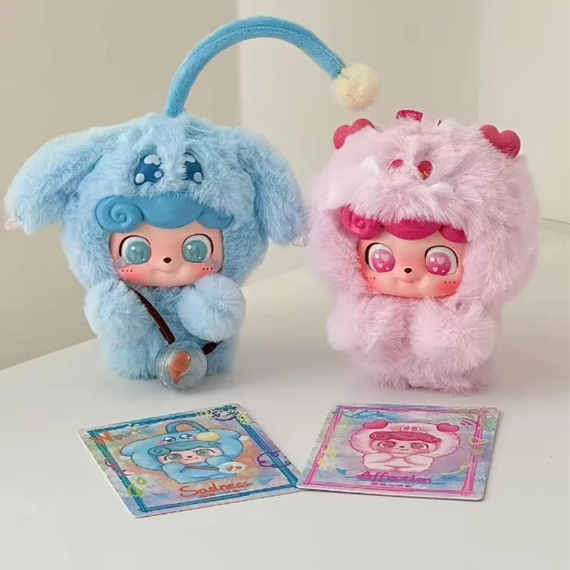 

Q.Kid Emotional Furry Monster Plush Pendant Figurine Blind Box Trendy Toy Collection Model Dolls Ornament for Girl Bedroom Gift