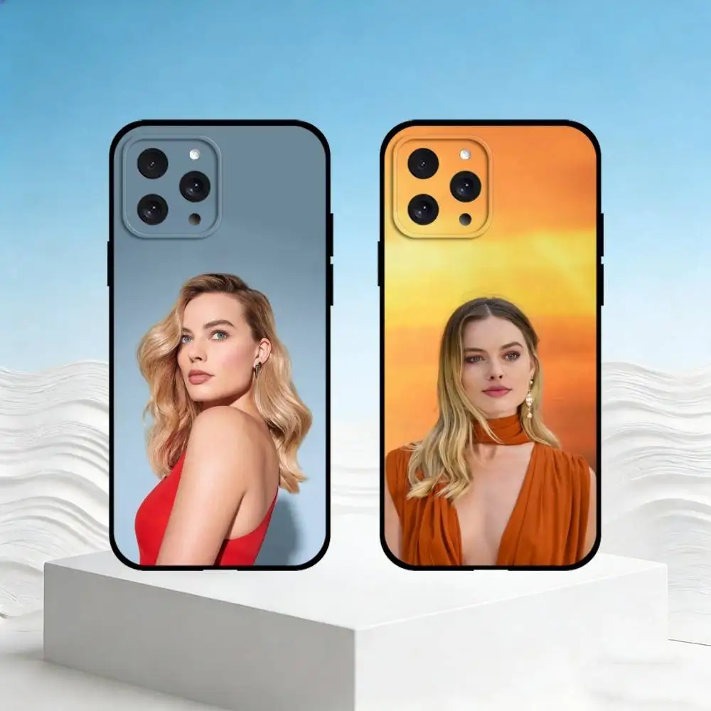 

M-Margot Robbie Phone Case For iPhone 17,16,15,14,13,12,11 Plus,Pro Max,SE4Soft Silicone Black Cover