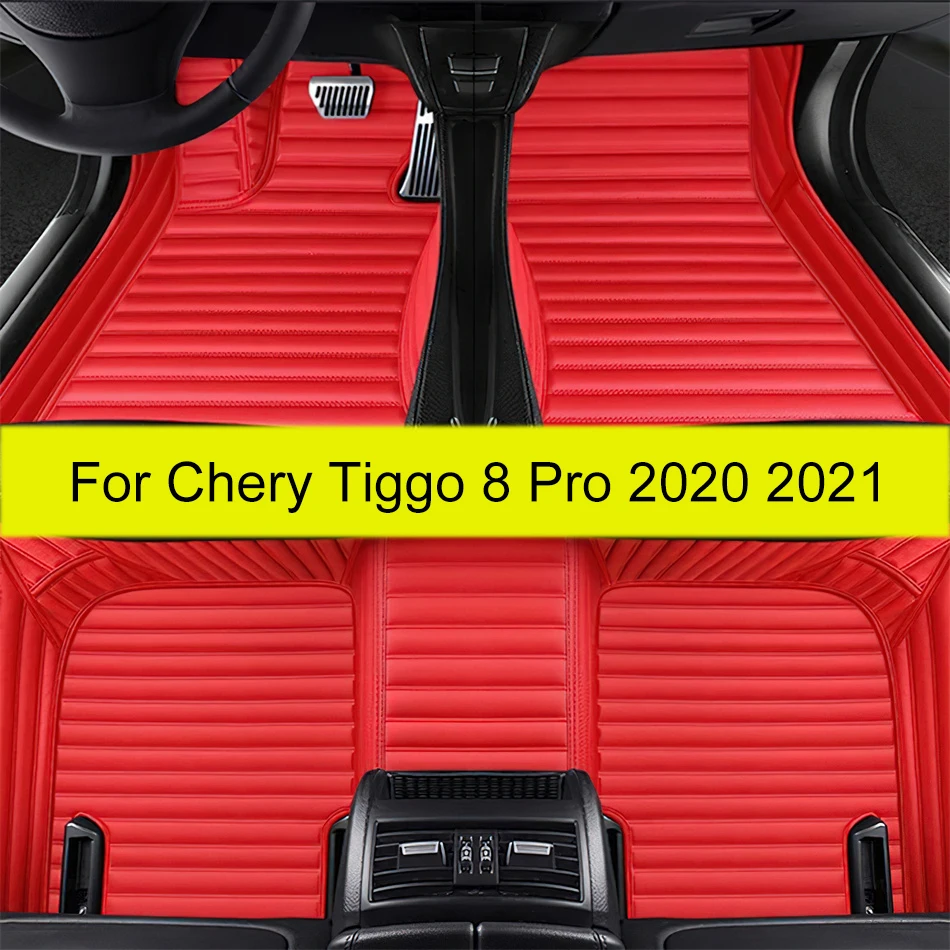 100% Fit Custom Made Leather Car Floor Mats For Chery Tiggo 8 Pro 2021 Carpets Rugs Waterproof Anti Slip Foot Pads Accessories