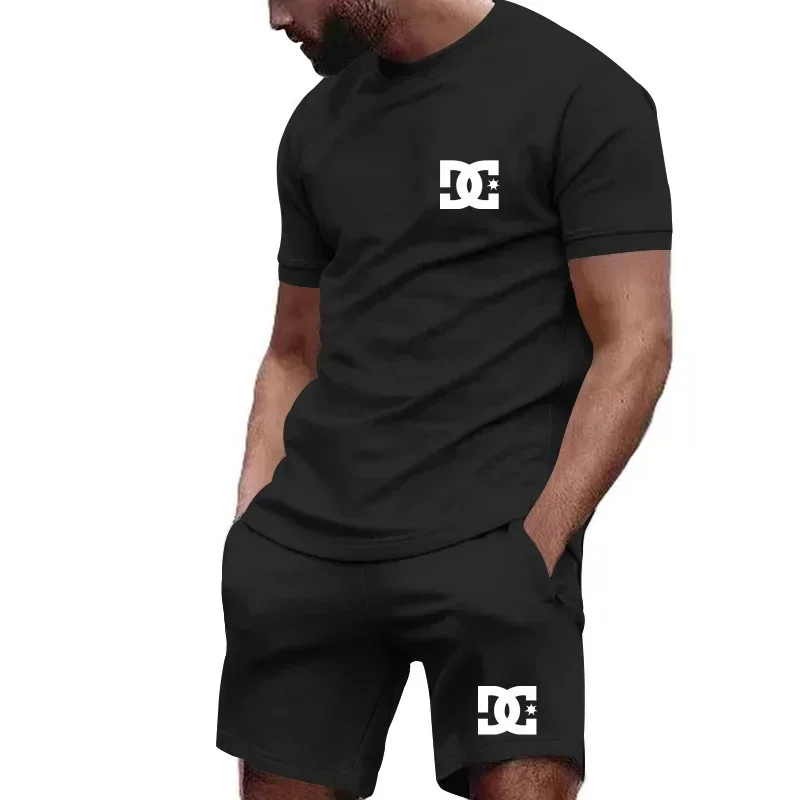 

Summer new men's short-sleeved T-shirt and breathable shorts two-piece set men's outdoor leisure fashion shorts running