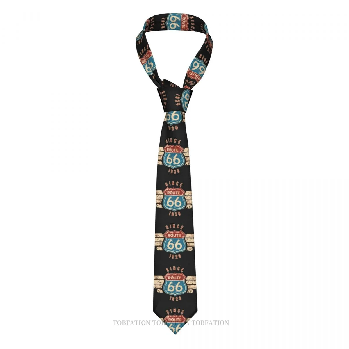 

Since 1926 Metal Print Ties U S Route 66 Casual Unisex Neck Tie Daily Wear Narrow Striped Slim Cravat