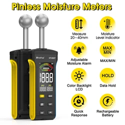 BTMETER Wood Moisture Meter - Pinless Moisture Detector Measur Depth 20-40mm Non-Destructive Moisture Tester with Masonry