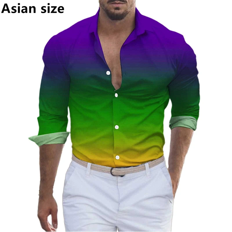 

Men's Casual Shirt 3D Print Colorful Pattern Casual Long Sleeve Shirt Unisex Streetwear Fashion Spring Autumn Y2k Men Clothing