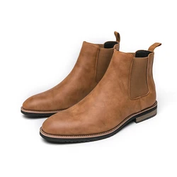 Men Fashion Chelsea Boots Black Brown One Step Business Fashion Brand Ankle Boots Waterproof and Non slip 38-46 Men Boots