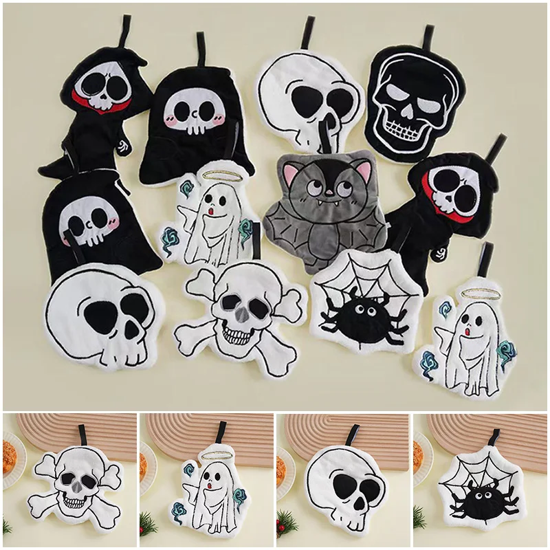 

Halloween Hand Towel Cute Ghost Hanging Towel Soft Double-thickness Absorbent Kids Hand Towel for Bathroom Kitchen Kids Gift