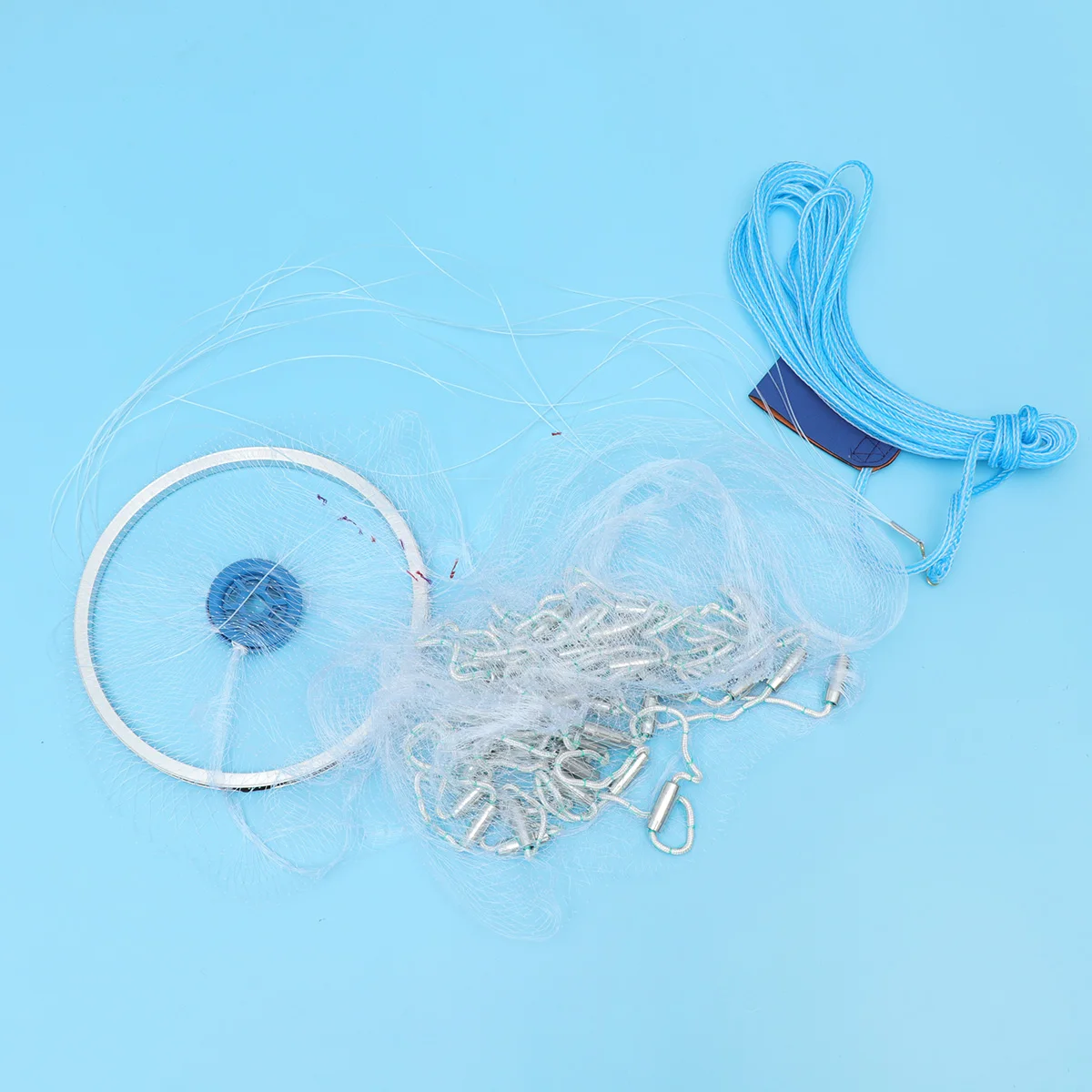 

2 .4M Hand-dumping Fishing Net Foldable Bait Cast Mesh Trap Throw Portable