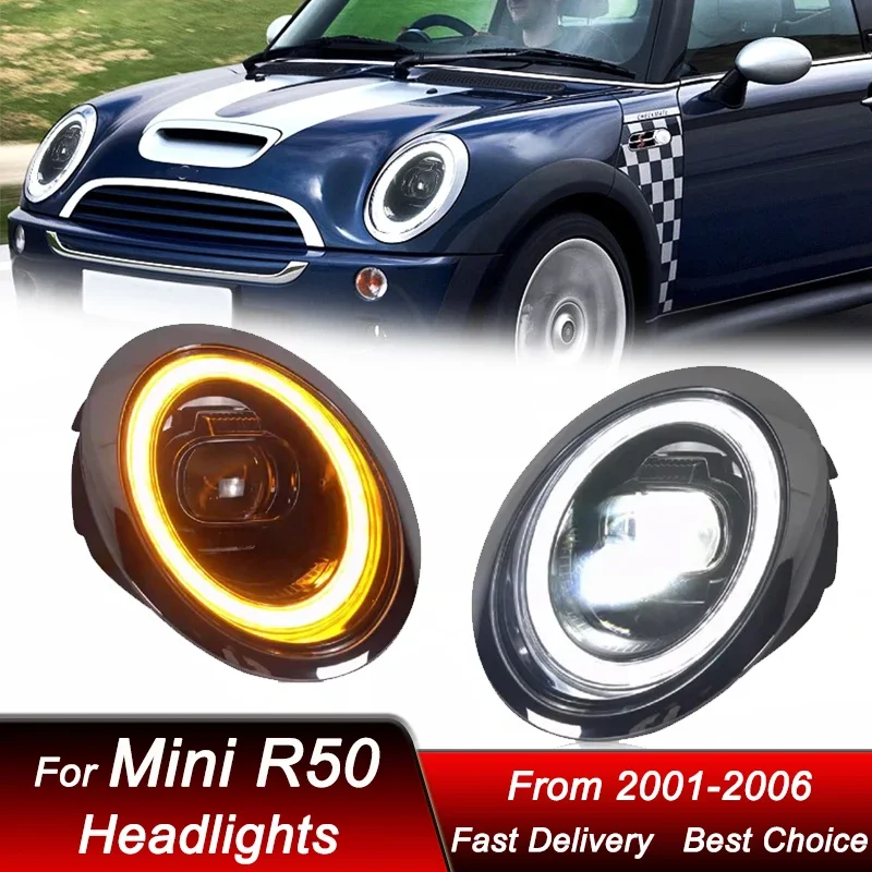 

Pop Car styling Headlights For BMW Mini R50 R52 R53 2001-2006 full LED Headlamp Assembly Upgrade High Projector Lens Accessories