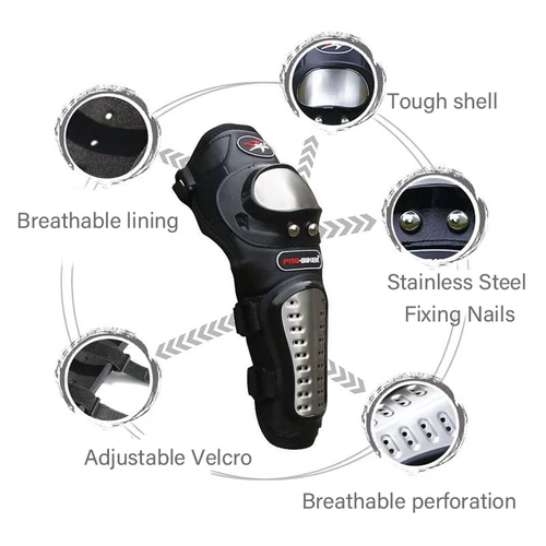 Imagen 2 del producto Rodillera de motocicleta de acero inoxidable, coderas para Moto, Kit de protectores de equipo de protección para carreras de Motocross