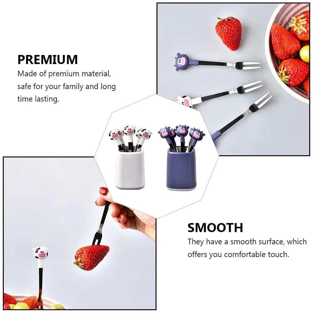 

2 set Calf Shape Fruit Forks Stainless Steel Dessert Fork For Appetizers Mini Cake Seafood Fine Dining Tableware Kitchen Bar