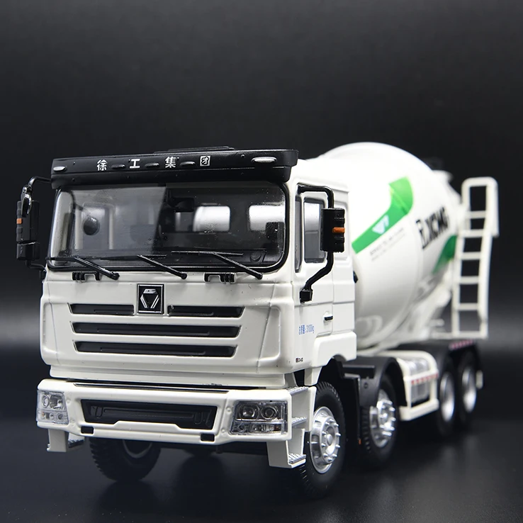 1:35 Scale Model Diecast XCMG Schwing Concrete Mixer Truck 4 Axle Collection 2 Cabs Open Tank Rotate White Gift