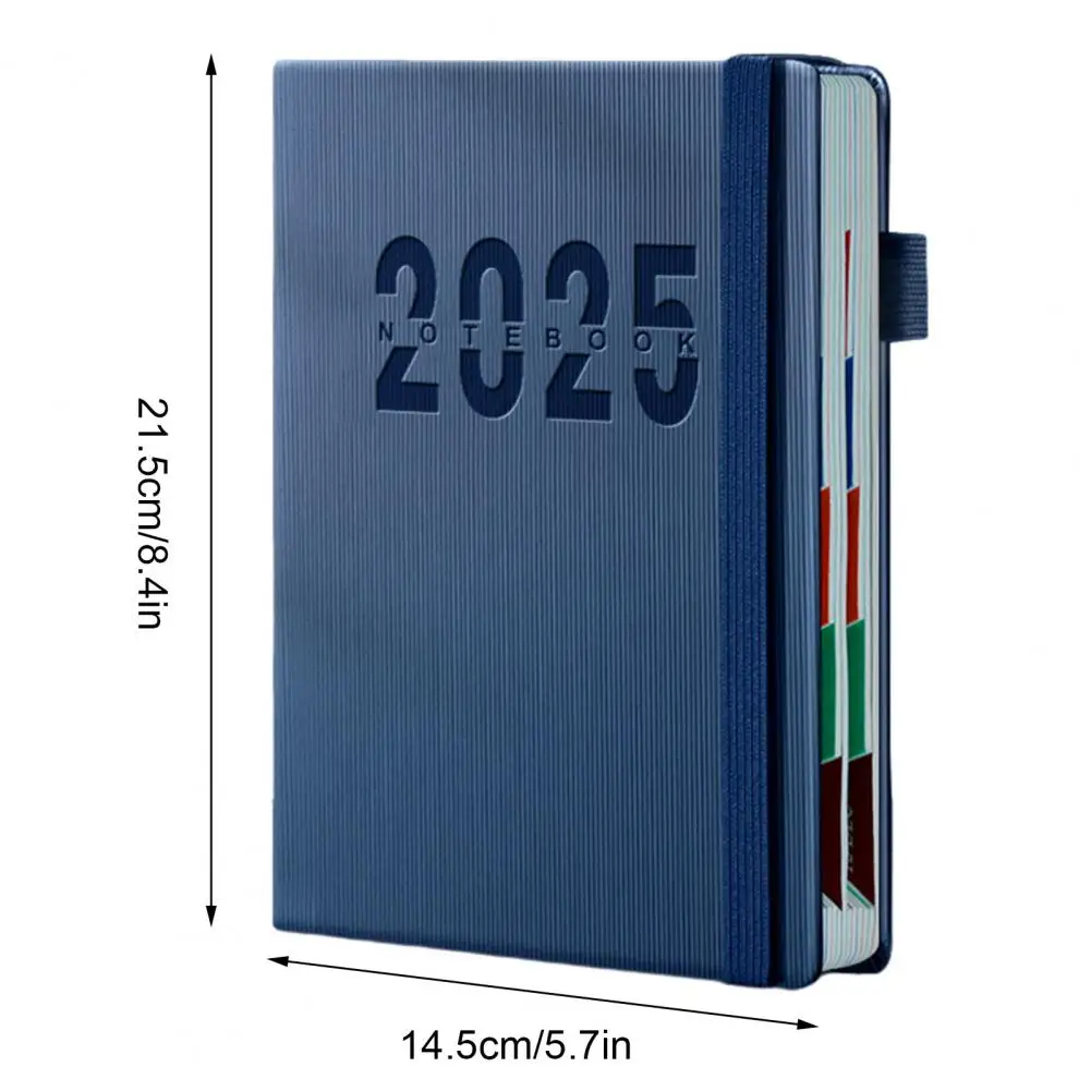 Planificador de cubierta de cuero de imitación, planificador mensual de cubierta dura con pestañas, banda para bolígrafos, estudiantes, trabajadores de oficina, 2025 a diciembre de 2025