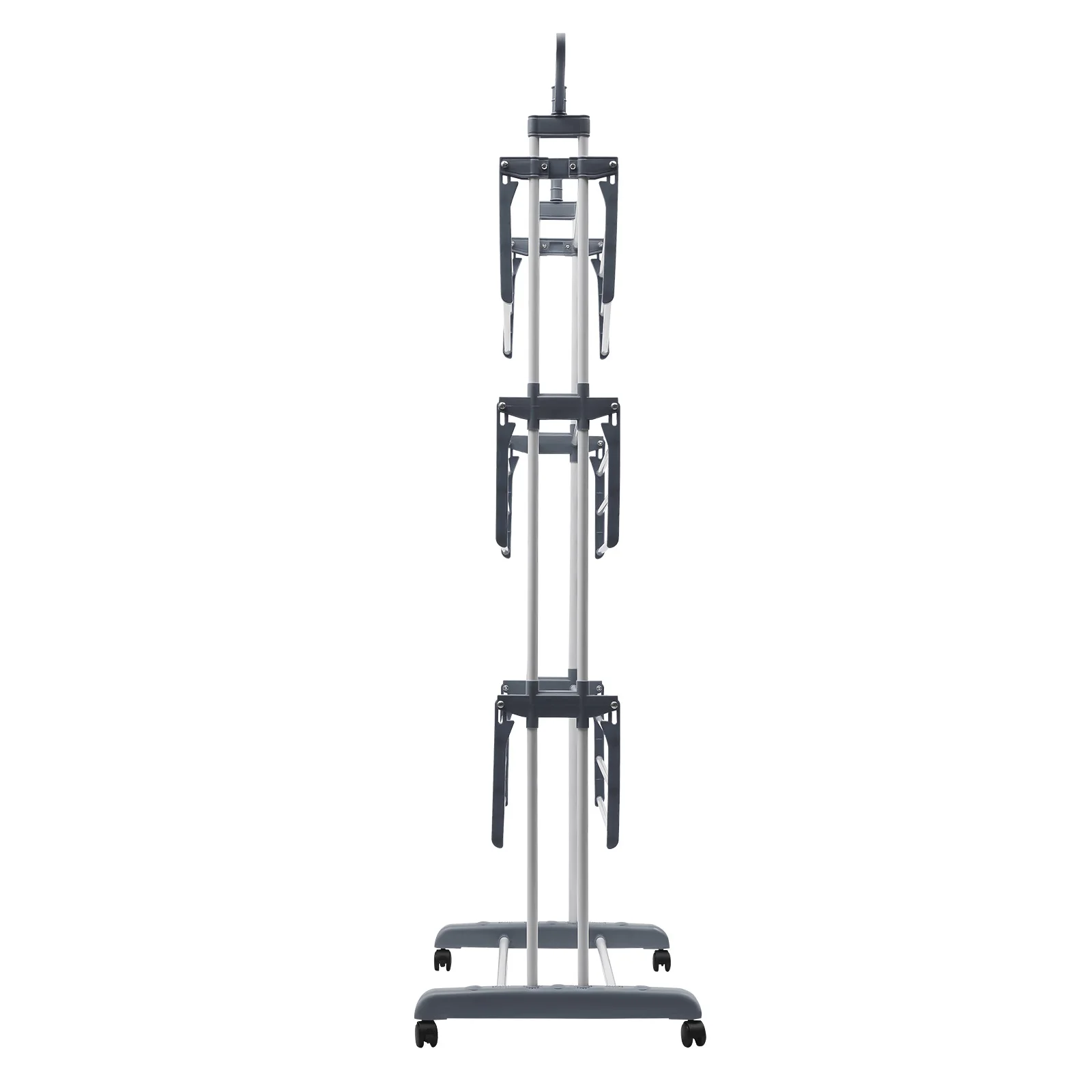 4 Tier Metal Clothes Rail with Wheels ,7 Windproof Hooks Clothes Horses Rack ,Laundry Garment Dryer Stand with 2 Side Wings