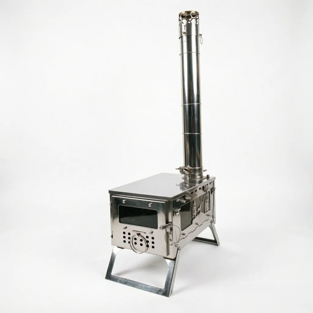 Portable Folding Stainless Ste - огляд і ціна Titanium Wood Stove Glass Window
