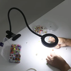 NEWACALOX 3X Magnifying Glass with Light Flexible Gooseneck Magnifying Lamp 3 Color Modes Stepless Dimmable Lighted Magnifier