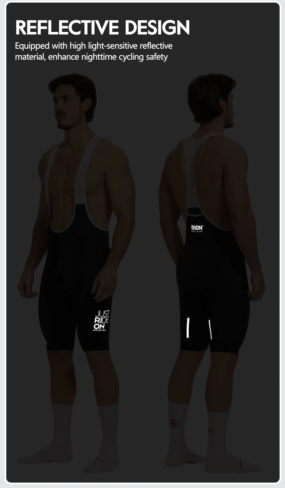 RION Herren Radsport-Trägerhose Rennrad MTB Tights Dolomiti 8H Polsterung Pro Fahrradbekleidung Sommer Sportbekleidung Atmungsaktiv – Detail 8