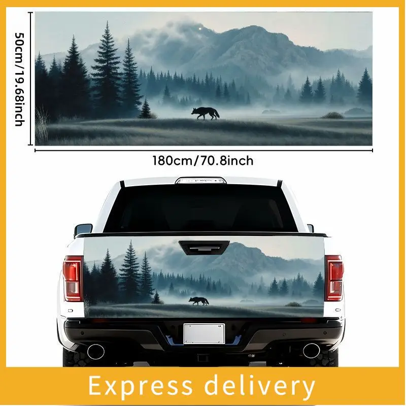 

Наклейка на заднюю часть автомобиля с изображением горного волка и вечнозеленого дерева, 2 шт., 50*180 см - водонепроницаемый и противотуманный виниловый материал, легко наклеивается.