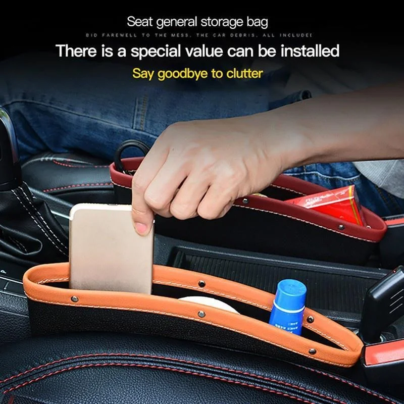 Car Seat Gap Organiser, Car Seat Gap Filler, PU Leather Seat Crevice Storage Box – Universal Fit, Fits Between Car Seats