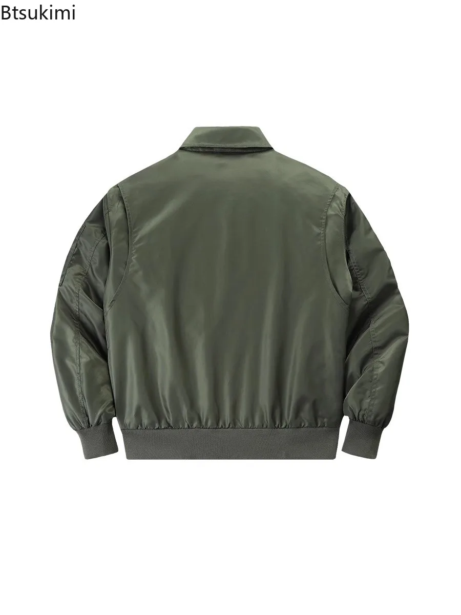 Spring Autumn New Men's Vintage Bomber Jackets Stand Collar Zipper Pockets Men Casual Thin Coats Fashion Pilot Windbreak Jackets
