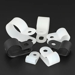 Plastic R-Type Cable Management Clip Nylon Cable Clamp Locking Wire Management Clip