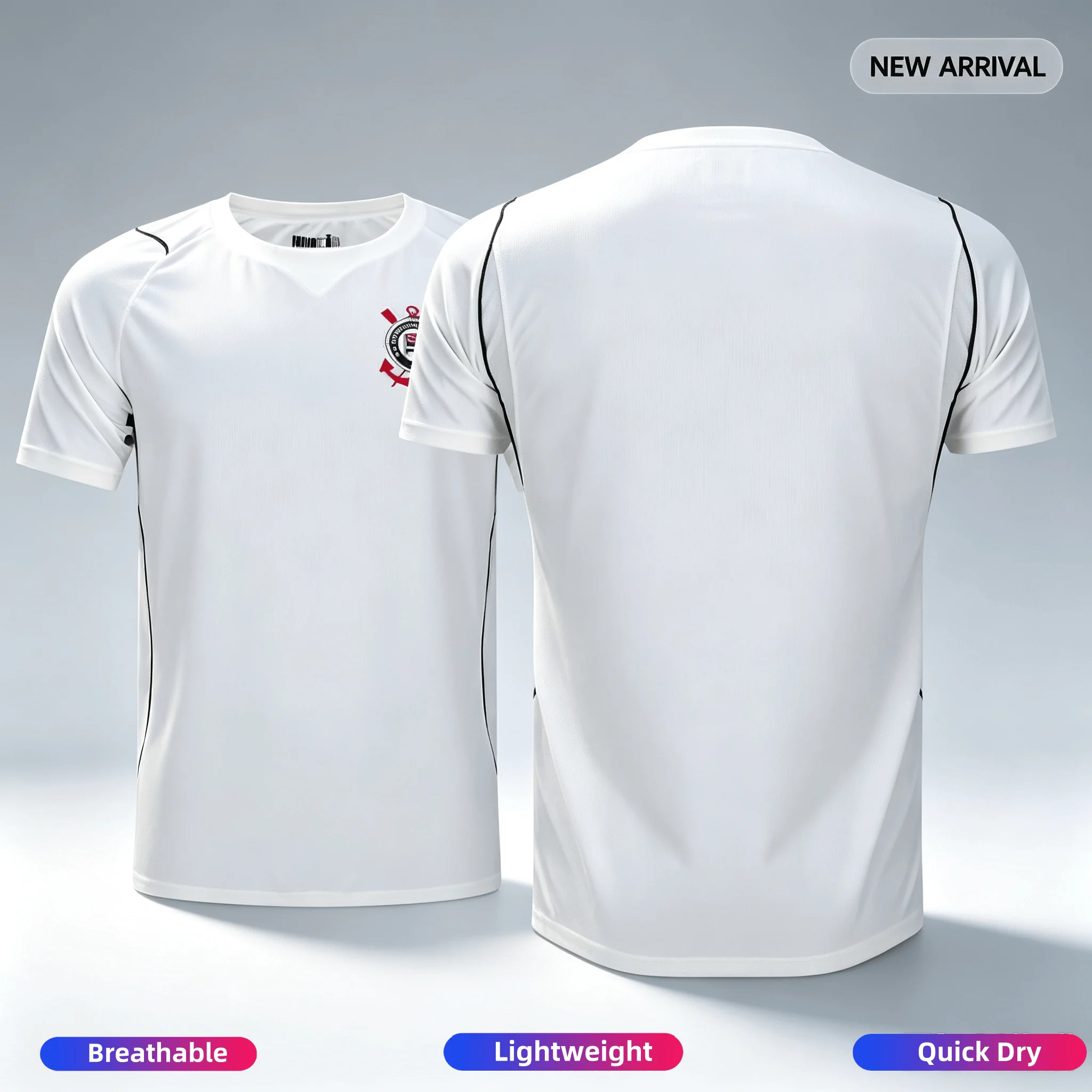 Sommer Brasilien Timão Fußballtrikot Corinthians Schwarz Gestreiftes T-Shirt Familien-Partnerlook für Sport, Streetwear und Freizeitkleidung – Detail 7