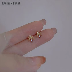 Uini Tail Hot Selling New 925 Tibetan Silver Colorful Spider Heart shaped Earrings Personalized Temperament Insect Earrings