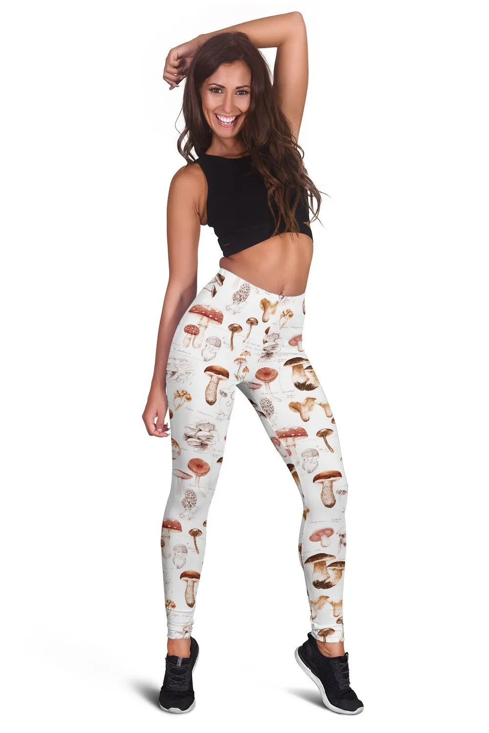 Leggings elásticos con estampado 3D de setas comestibles para mujer, Leggings ajustados, Sexy, gótico, Yoga, 01