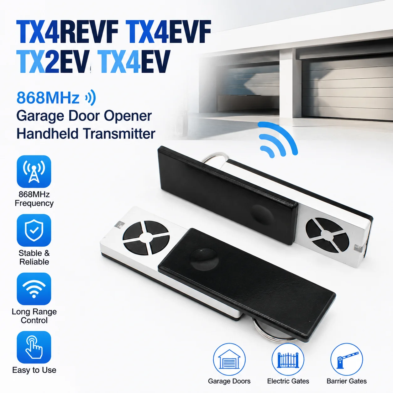 ME960-LM ME960 LM 868MHz TX4EVF TX2REV TX4REV TX4REVF Garage Door Remote Control Opener 868MHz Gate Keyfob Transmitter