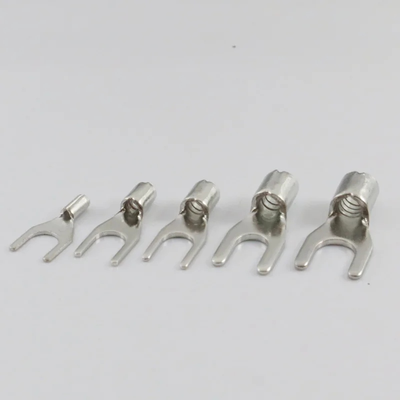 50 Stück Reinkupfer-Gabelkabelschuhe, nicht isolierte Flachstecker DSN/SNB0.5/1.25/3.5/5.5/8-3/4/5/6/8, Kabelverbinder – Detail 8