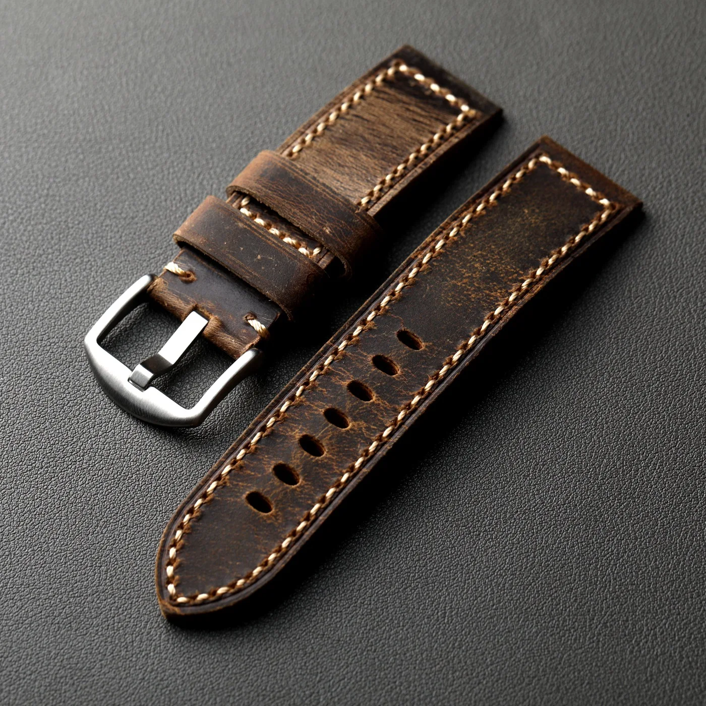 Handgefertigtes Oberlederarmband aus Rindsleder. 20MM 21MM 22MM 23MM 24MM 26MM, dickes Vintage-Lederarmband für Herren, braun, geeignet für Mechaniker