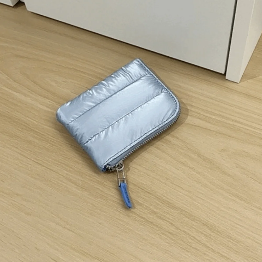 

Милый однотонный стеганый кошелек для монет, квадратный нейлоновый мягкий кошелек, сверхлегкий портативный мини-держатель для карт
