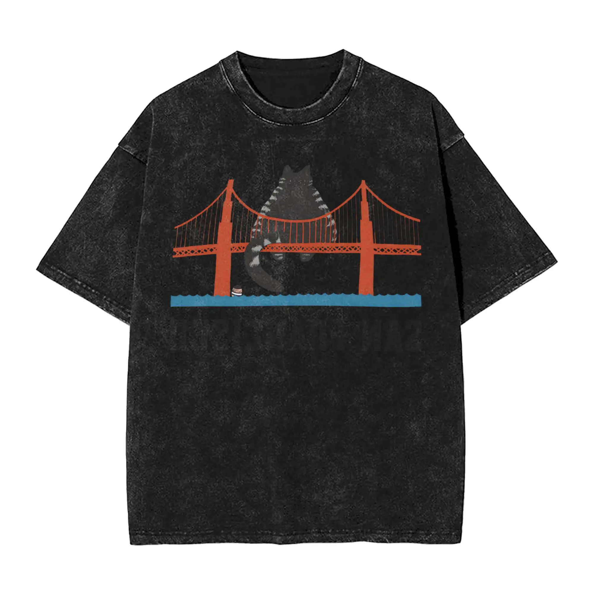 Ryan Gosling Cat Bridge Project Hail Mary Front Washed T Shirt Men Casual T-Shirts Summer Fashion Tees Loose Oversized Clothes