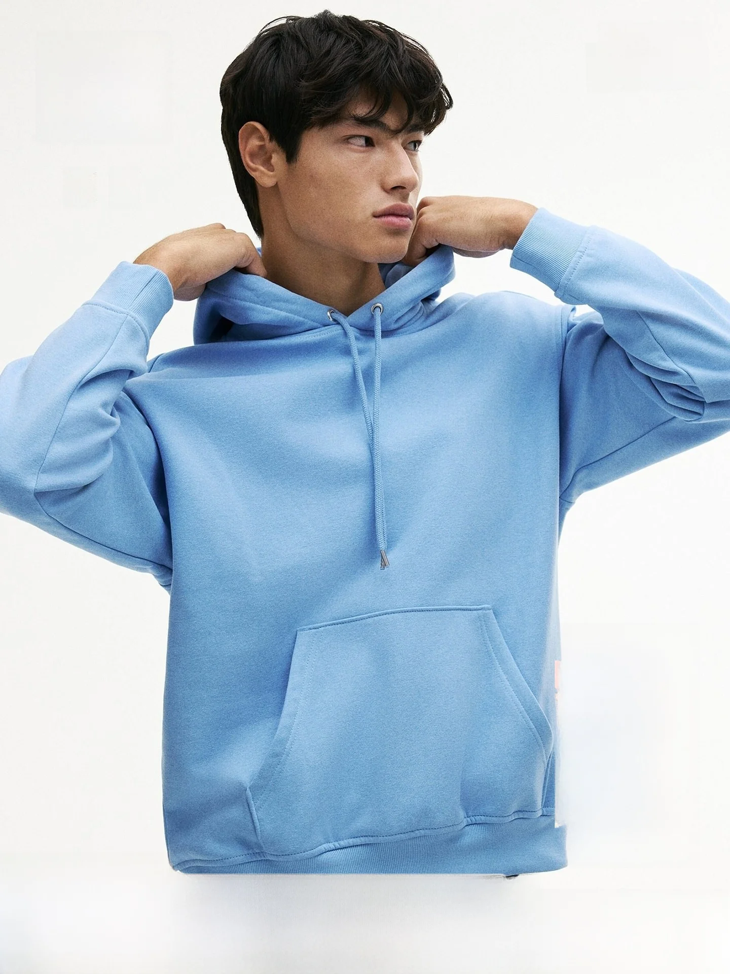 

H&M ex Hoodie Удобная толстовка оверсайз с флисовой подкладкой, весенняя, с капюшоном, парная, повседневная, из хлопка и полиэстера