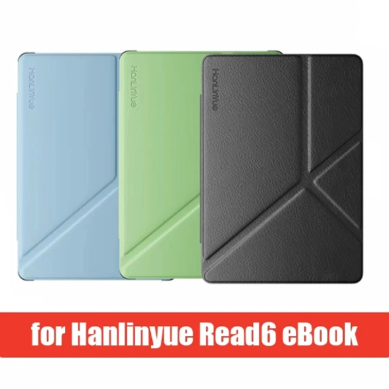 Hall Sensing PU Protective Case for Hanlinyue Read6 E-book Reader Foldable Vertical Screen Support for All-round Protection