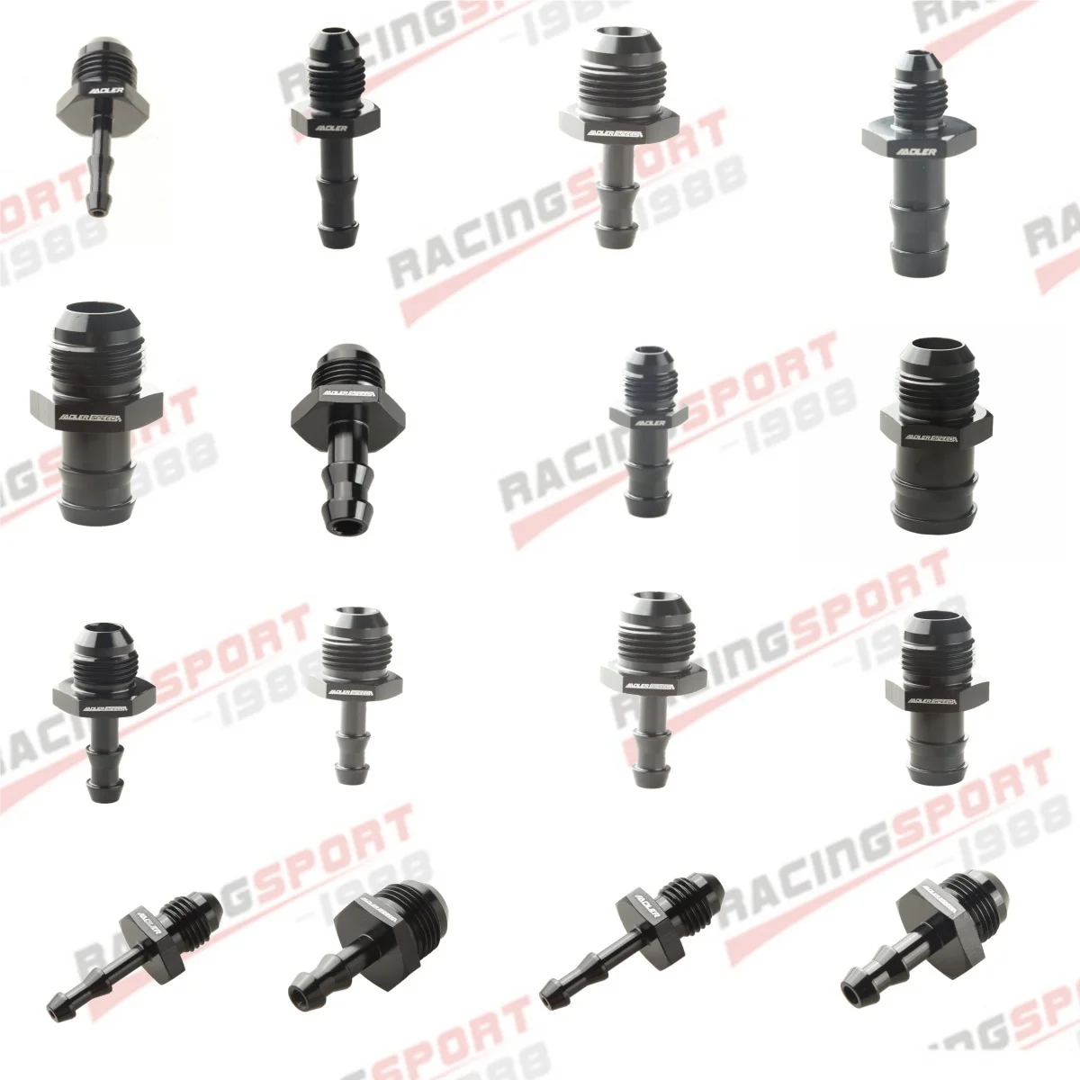 

4AN 6AN 8AN Male Flare to 3/8 5/16 1/2 Hose Barb Straight Fitting Adapter AN6 3/8" AN6 5/16" AN8 1/2" Push Lock Aluminum Black