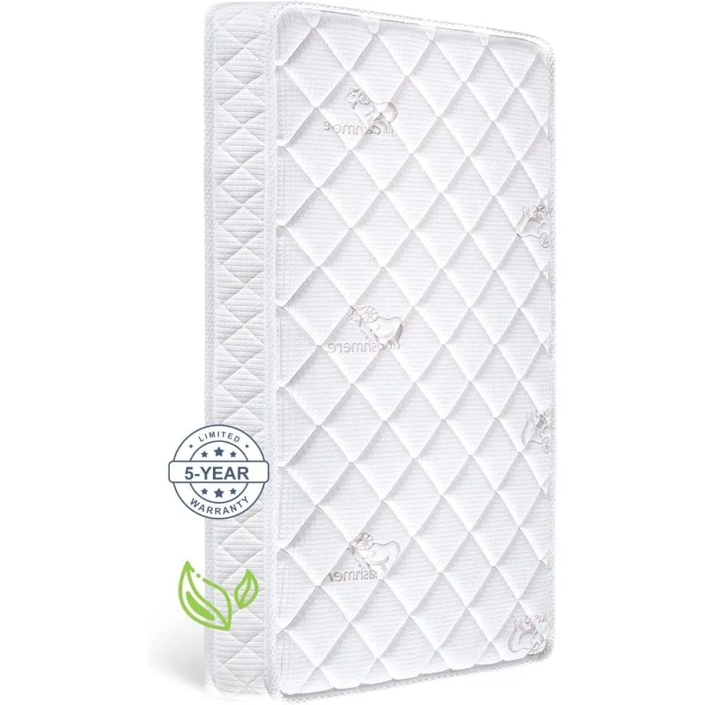 Premium Dual-Sided Crib & Toddler Mattress,100% Knitted Fabric-Hypoallergenic,5