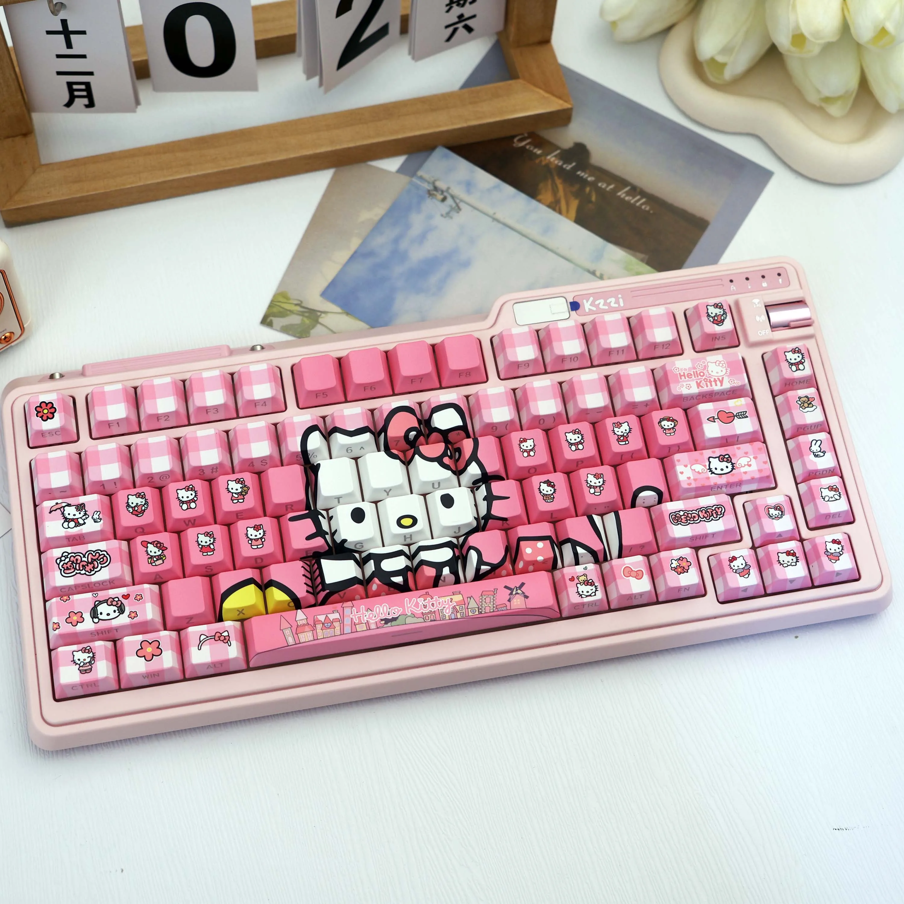 138 Keys Pink Hello Kitty PBT Keycaps Cherry Side Print Translucent Dye-Sub MX Set for 61/64/68/87/96/104/108