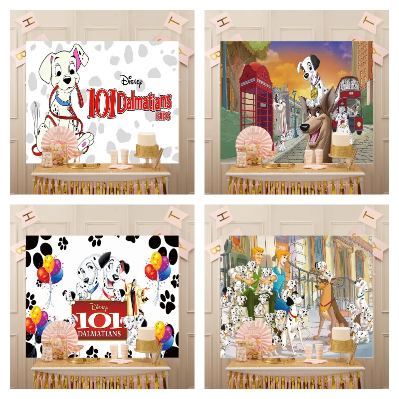 Disney 101 Dalmatians Photography Backdrop Kids Birthday Background Spotted Pet Dog Vinyl Polyester Photo Booth Props