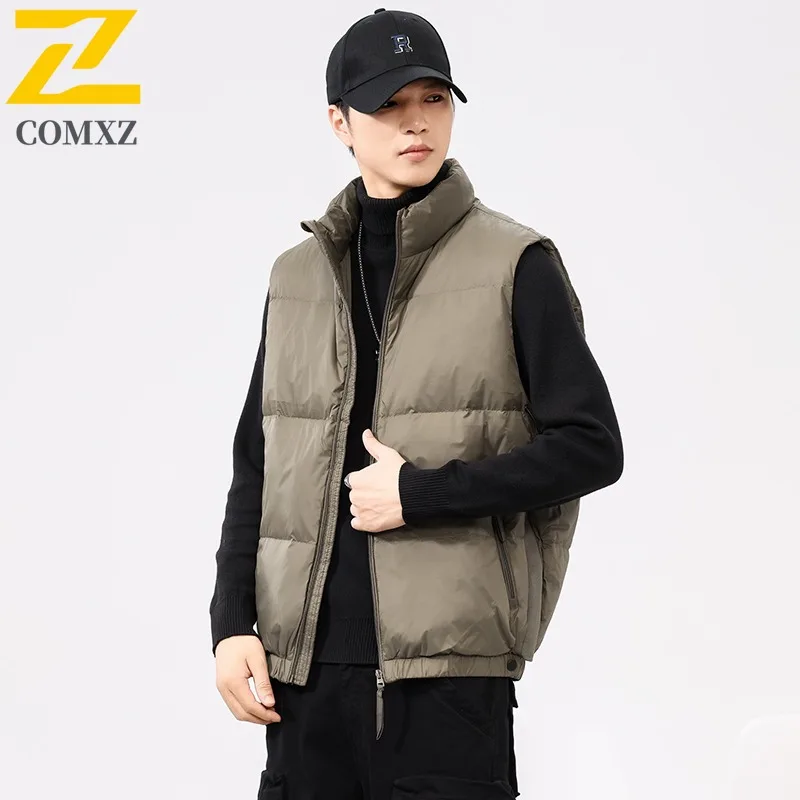 

COMXZ Мужской терможилет 90% пуховый американский спортивный пуховик без рукавов Водонепроницаемый ветрозащитный однотонный спортивный жилет на открытом воздухе