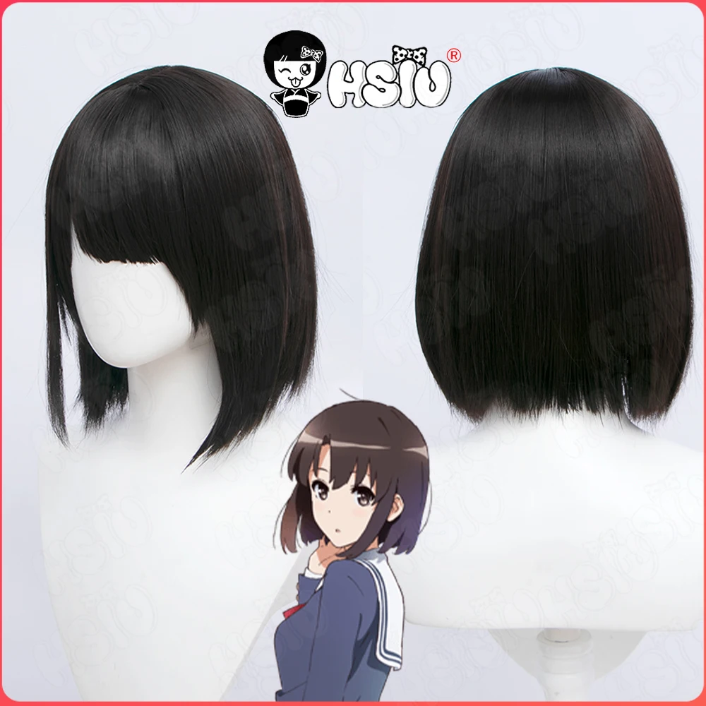 Megumi Kato Cosplay Wig Anime Saekano:How to Raise a Boring Girlfriend Cosplay HSIU Black Short hair Synthetic Wig+Wig Cap