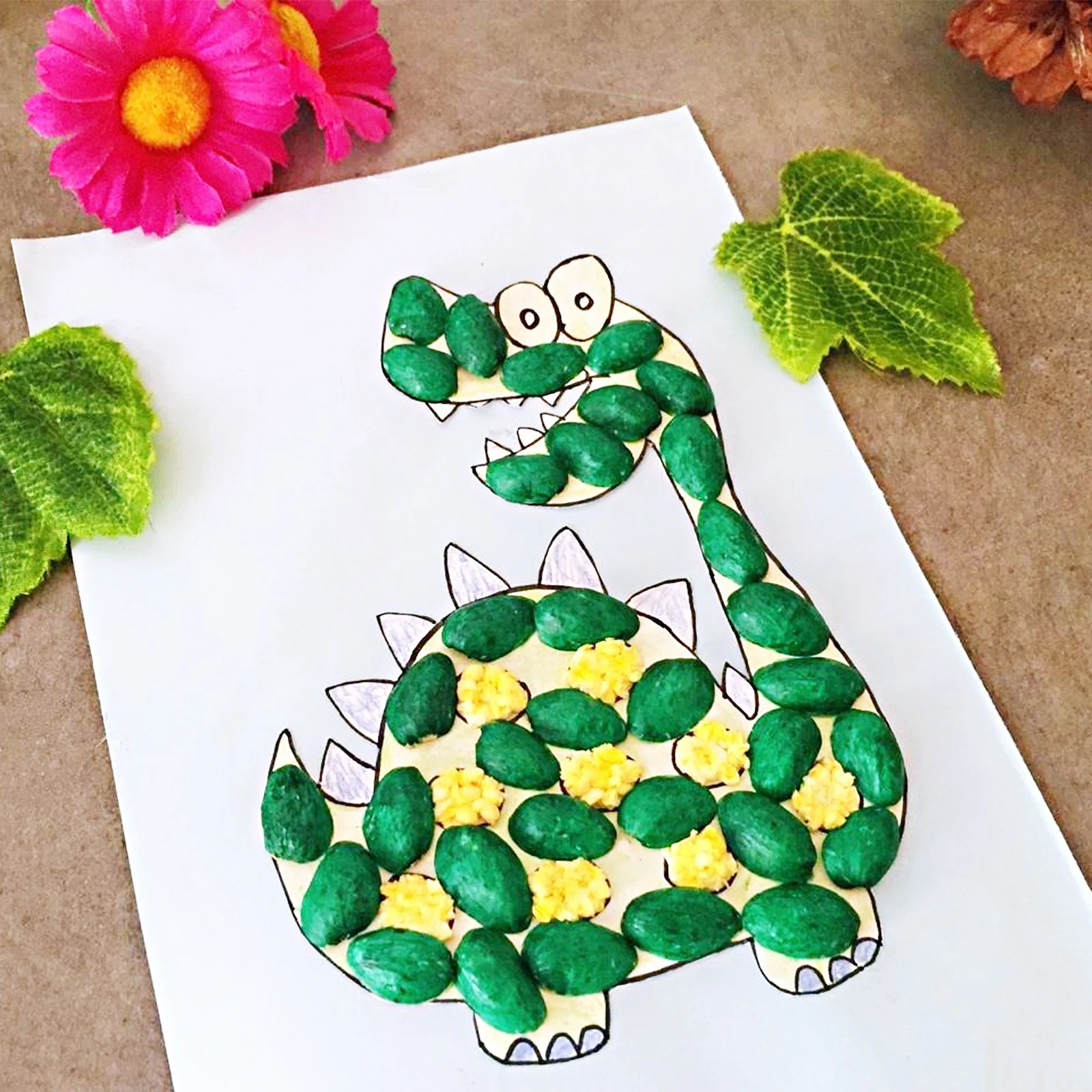 1袋装飾画DIY材料天然ジュート紐クラフトロープ付き子供用クラフトピスタチオシェルセット想像力豊かな作品用