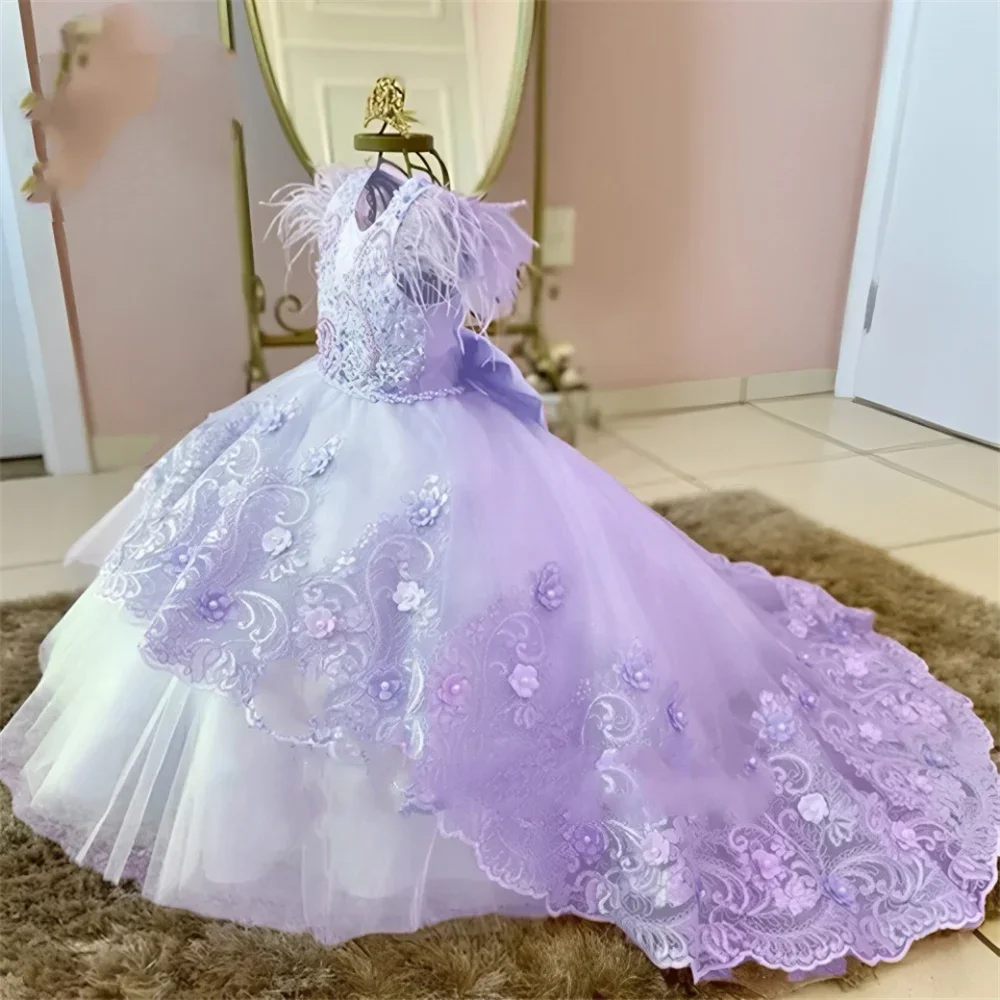 Abito da ragazza di fiori personalizzato compleanno matrimonio senza maniche prima comunione pizzo principessa matrimonio spettacolo di bellezza sogno bambini palla