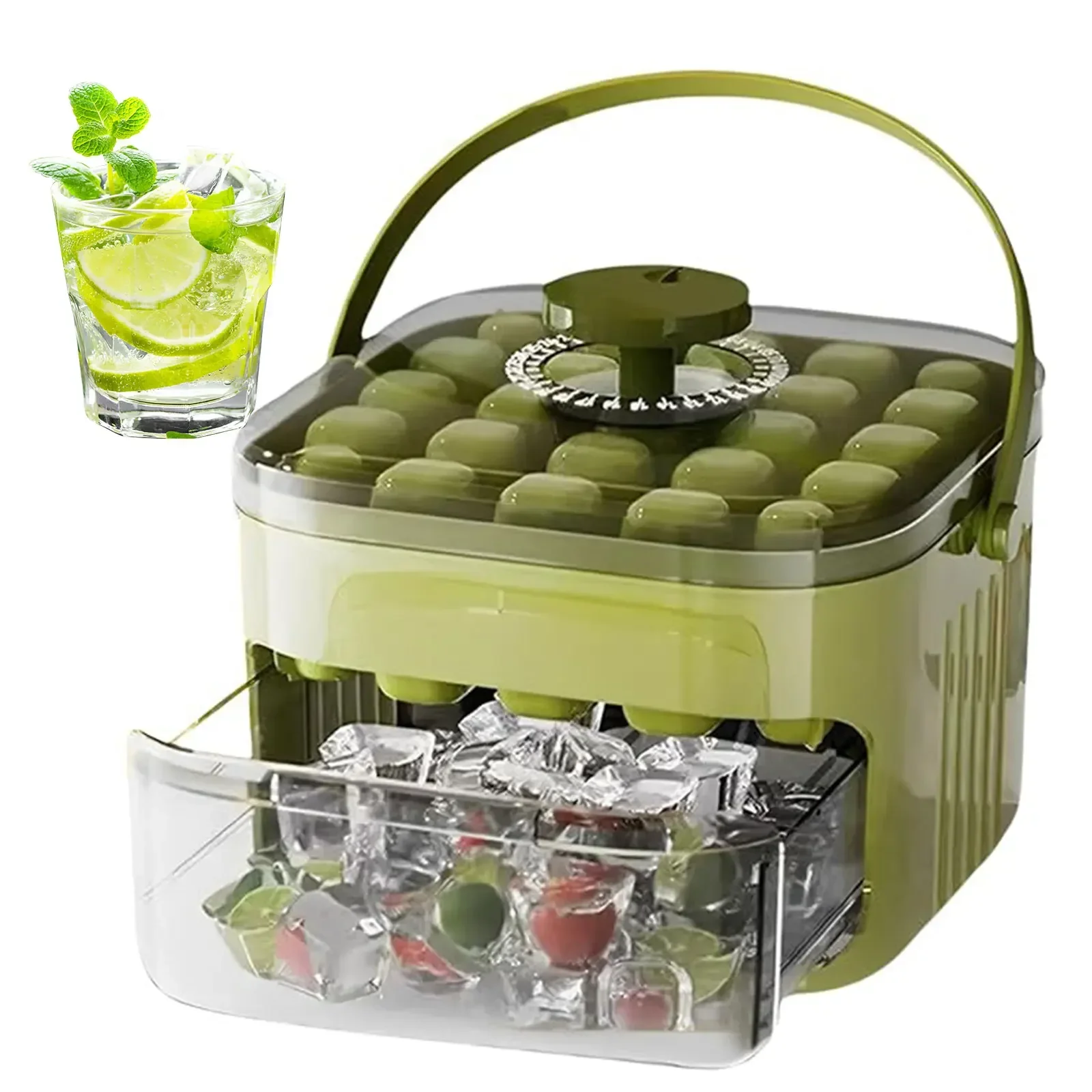 

Силиконовая форма для кубиков льда, мини-генератор для кубиков льда с ручкой, инструмент для легкого нажатия, двойной ящик, холодильник, чашка для льда